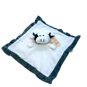 NWT Baberoo Cow Bull Lovey Plush Security Blanket White Gray Baby Toy NOS 2021